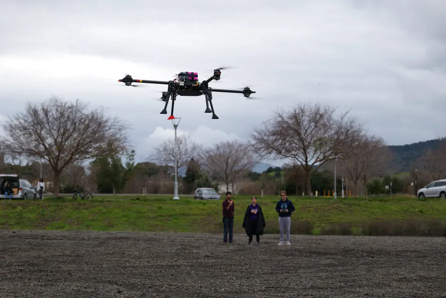 One of our drones in flight
