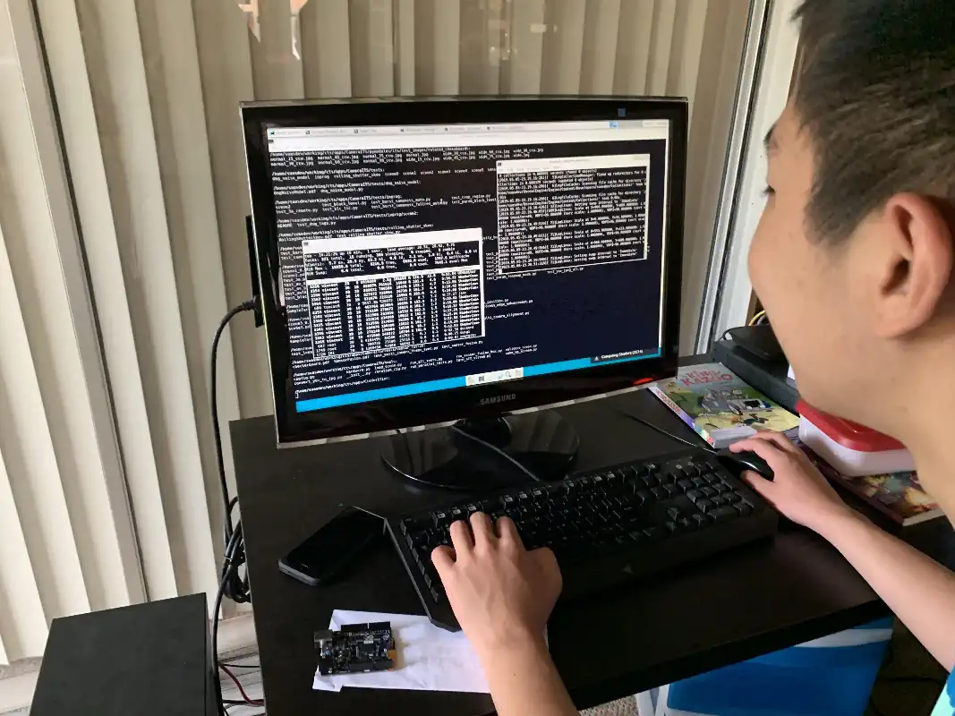 One of our software members coding